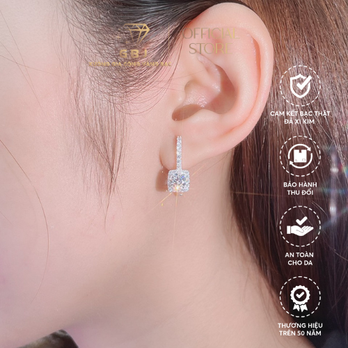 Bông Tai Viền Vuông Chuẩn Bạc 925 - GBJ41910 - Gia Bảo Jewelry