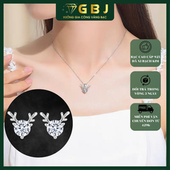 Combo Dây Chuyền + Bông Tai Tuần Lộc (Bông 5li Đá Moissanite ) Chuẩn Bạc 925 - GBJ48383-48169 + GBJ46325 - Gia Bảo Jewelry