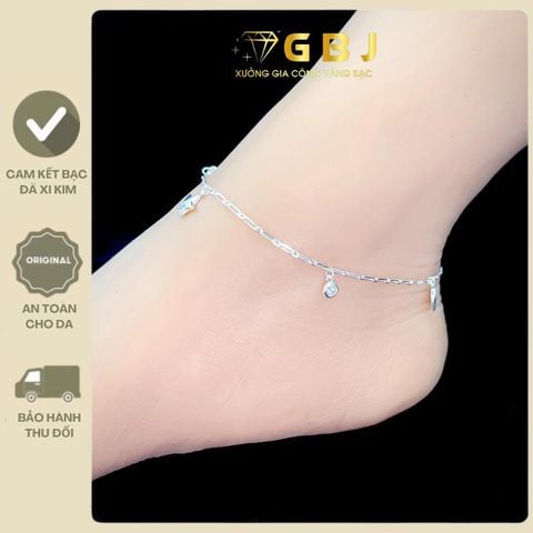 Lắc Chân Bạc Ngôi Sao Mix Đ.á (XI KIM) Thiết Kế Ngọt Ngào, Trẻ Trung, Nữ Tính - GBJ56985 - Gia Bảo Jewelry