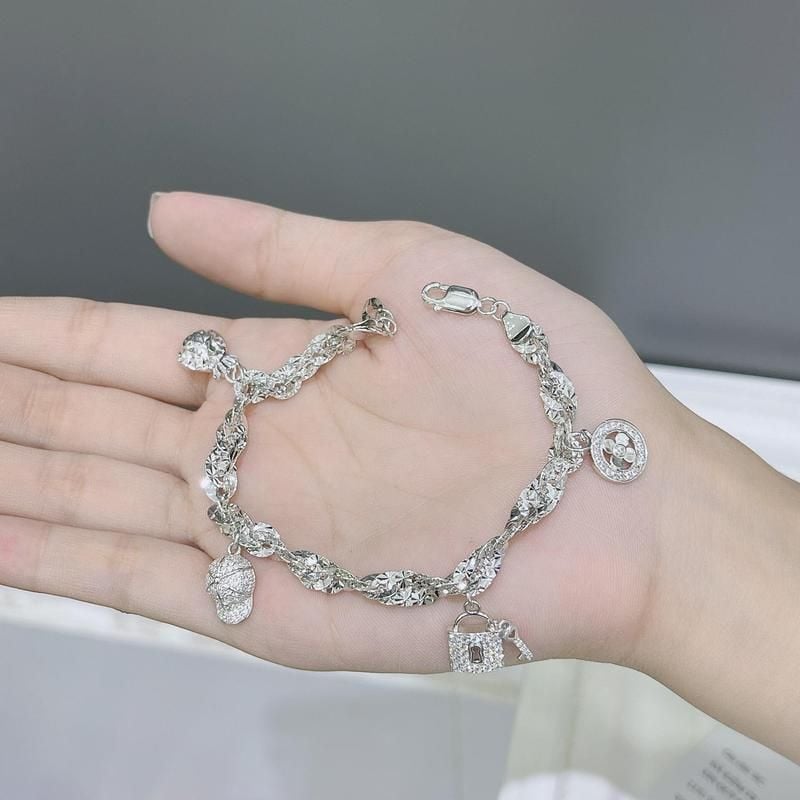 Lắc Tay Bạc Xoắn Charm (X.K) - GBJ54361 - Gia Bảo Jewelry (Có Xi Kim)