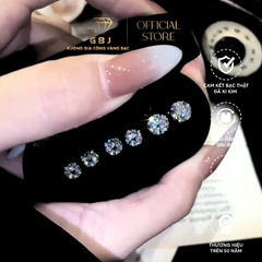 Bông Tai 4 Chấu Vỏ Xoàn Cao Cấp Đá CZ Chuẩn Bạc 925 - Gia Bảo Jewelry (Có Xi Kim)