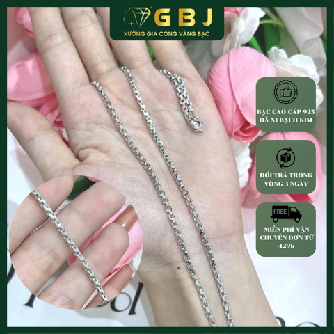 Dây Chuyền Bạc Mắc Xích Vuông (X-i Kim) -  GBJ07782 - Gia Bảo Jewelry