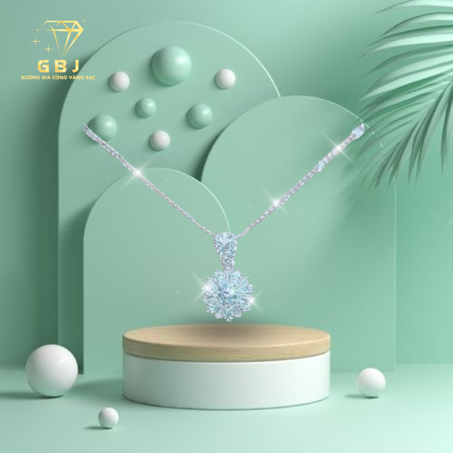 Dây Chuyền Mặt Hoa Tròn Cách Điệu (Xi Kim) Chuẩn Bạc 925 - GBJ35738-47159 - Gia Bảo Jewelry (Có Xi Kim)