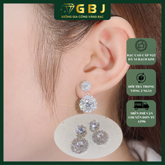 Bông Tai Tòn Ten Tròn Viền Đá Chuẩn Bạc 925 - GBJ41620 - Gia Bảo Jewelry (Có Xi Kim)