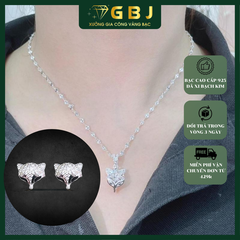Combo Dây Mặt + Bông Tai Hồ Ly Đính Đá Chuẩn Bạc 925 - GBJ47500 + GBJ47328-46913 - Gia Bảo Jewelry