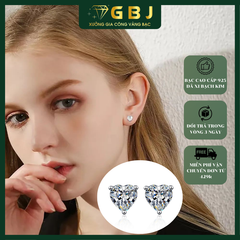 Bông Tai Trái Tim Cao Cấp Chuẩn Bạc 925 - GBJ44148 - Gia Bảo Jewelry (Có Xi Kim)