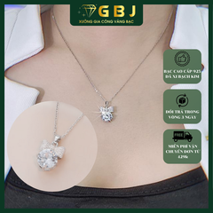 Dây Chuyền Nữ LM Nơ Tròn Xinh Xắn Moissanite Chuẩn Bạc 925 - GBJ44925 - Gia Bảo Jewelry