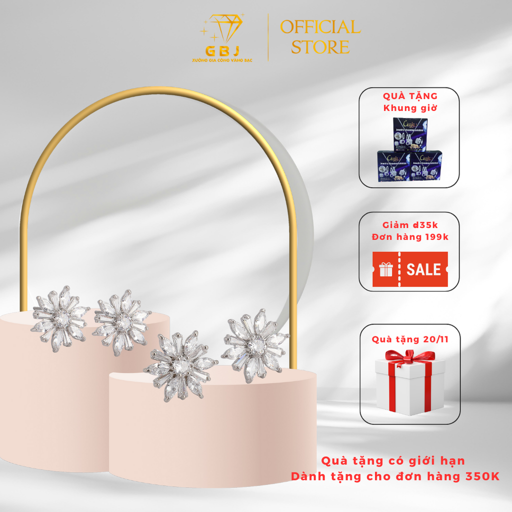 Bông Tai Hoa Tuyết Cách Điệu Chuẩn Bạc 925 - GBJ46308 - Gia Bảo Jewelry (Có Xi Kim)
