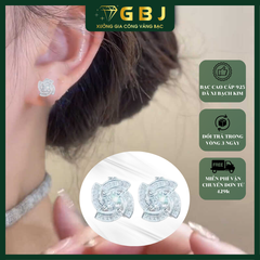 Bông Tai Hoa 4 Cánh Đính Đá Baguette Chuẩn Bạc 925 - GBJ47152 - Gia Bảo Jewelry (Có Xi Kim)