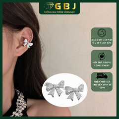 Bông Tai Hình Nơ Đính Đá Cao Cấp Chuẩn Bạc 925 - GBJ47421 - Gia Bảo Jewelry (Có Xi Kim)
