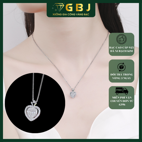 Dây Chuyền Mặt Trái Tim Viền Đá Chuẩn Bạc 925 - GBJ47437-32231 - Gia Bảo Jewelry (Có Xi Kim)