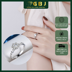 Nhẫn Xoàn Lục Giác Đính Đá 8li M.O.I Freesize (11-17) Chuẩn Bạc 925 - GBJ47483 - 49413 - Gia Bảo Jewelry (Có Xi Kim)