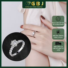 Nhẫn Xoàn Lục Giác Đính Đá 8li M.O.I Freesize (11-17) Chuẩn Bạc 925 - GBJ47483 - 49413 - Gia Bảo Jewelry (Có Xi Kim)
