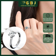 Nhẫn Xoàn 4 Chấu Cao Cấp (Freesize) Chuẩn Bạc 925 - GBJ47498 - Gia Bảo Jewelry