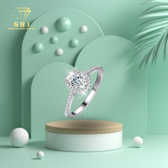 Nhẫn Xoàn Viền Đá Oval Cao Cấp Chuẩn Bạc Free Size - GBJ47499 - Gia Bảo Jewelry (Có Xi Kim)
