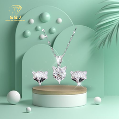 Combo Dây Mặt + Bông Tai Hồ Ly Đính Đá Chuẩn Bạc 925 - GBJ47500 + GBJ47328-46913 - Gia Bảo Jewelry
