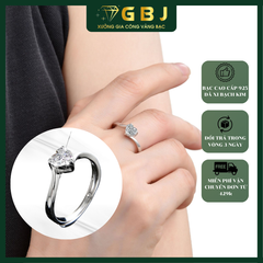 Nhẫn Nữ Hình Tim 3 Chấu Chuẩn Bạc 925 - GBJ47507 - Gia Bảo Jewelry (Có Xi Kim)