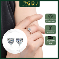 Combo Bông Tai + Nhẫn Hình Trái Tim Chuẩn Bạc 925 - GBJ47507 + GBJ44148 - Gia Bảo Jewelry