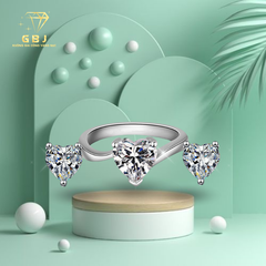 Combo Bông Tai + Nhẫn Hình Trái Tim Chuẩn Bạc 925 - GBJ47507 + GBJ44148 - Gia Bảo Jewelry
