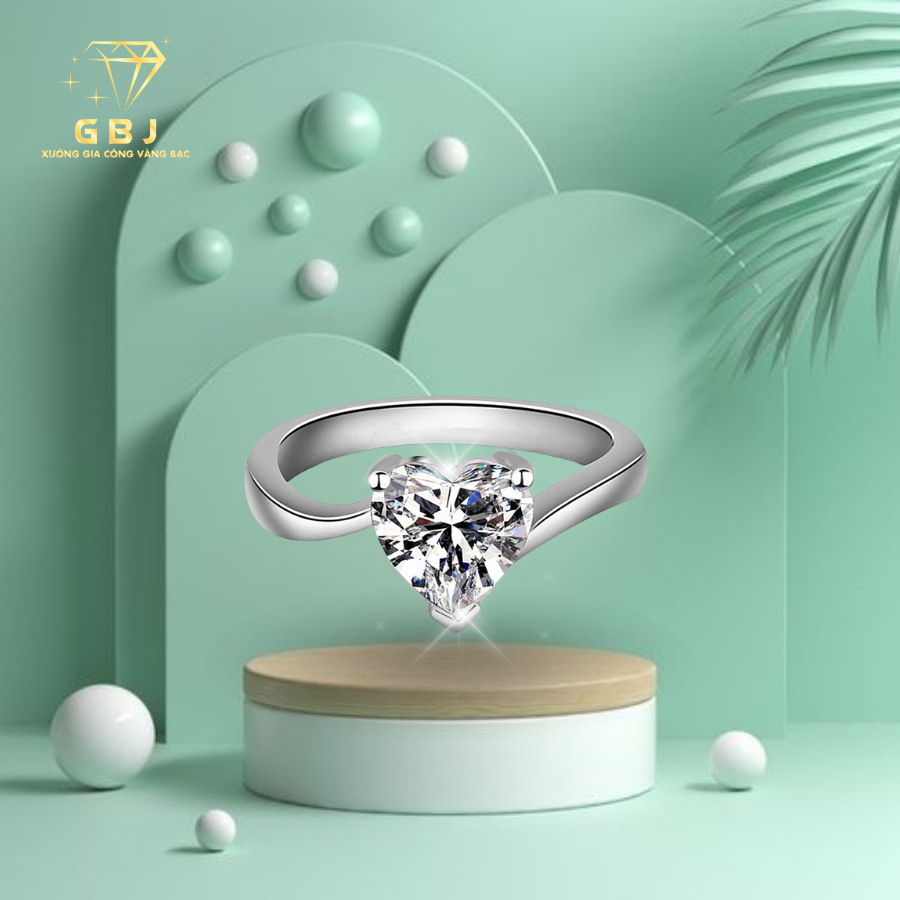 Nhẫn Nữ Hình Tim 3 Chấu Chuẩn Bạc 925 - GBJ47507 - Gia Bảo Jewelry (Có Xi Kim)