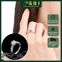Nhẫn Xoàn 6 Chấu Viền Đá Cao Cấp (Freesize 11 -18) Chuẩn Bạc 925 - GBJ47508 - Gia Bảo Jewelry
