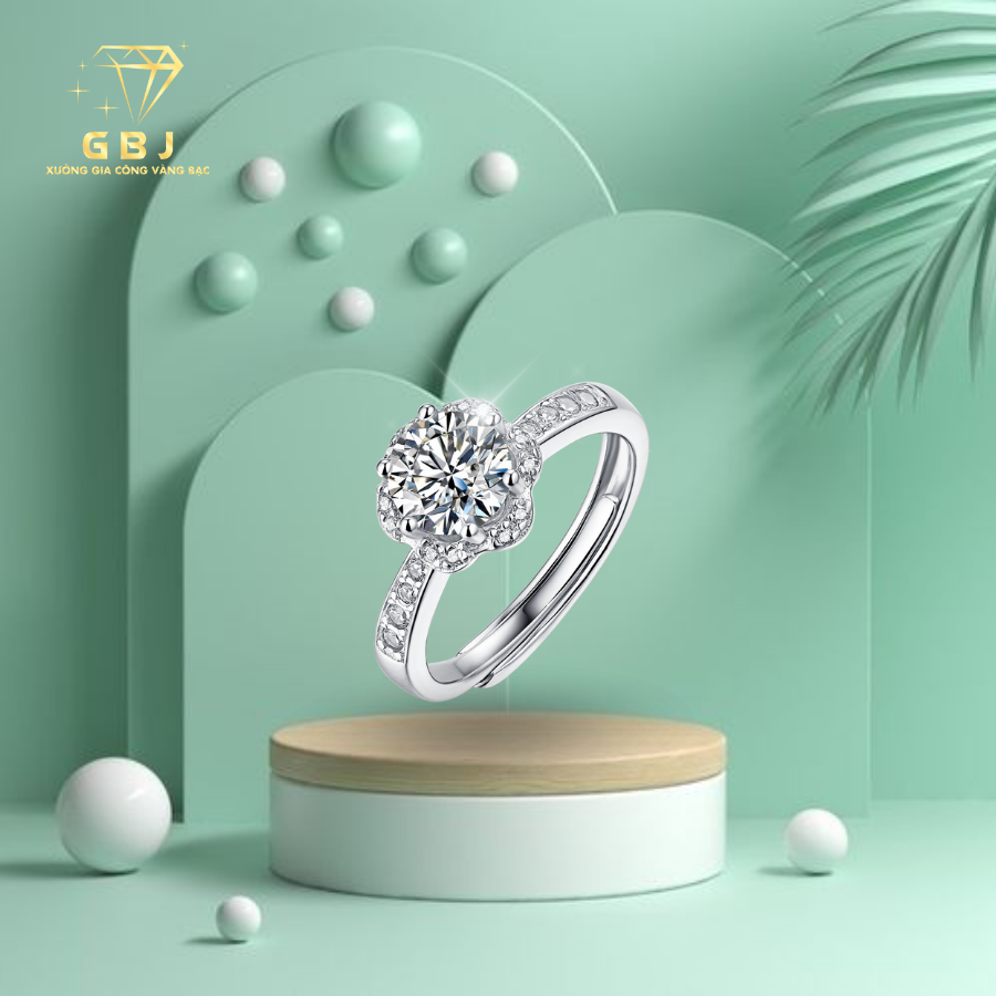 Nhẫn Nữ Hoa 6 Cánh NU06 (Freesize) Chuẩn Bạc 925 - GBJ47509 - Gia Bảo Jewelry (Có Xi Kim)