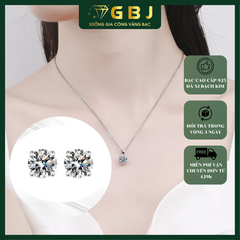 Combo Dây Mặt Tròn 6li5 Đá Moissanite + Bông Tai 4 Chấu Vỏ Xoàn 6li Đá Moissanite Chuẩn Bạc 925 - GBJ47518-M - GBJ47240-M - Gia Bảo Jewelry