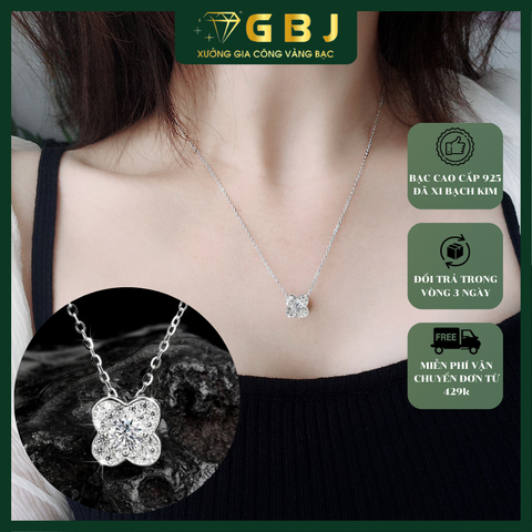 Dây Chuyền Mặt Hoa 4 Cánh Đá Chủ Chuẩn Bạc 925 - GBJ47850 - Gia Bảo Jewelry (Có Xi Kim)