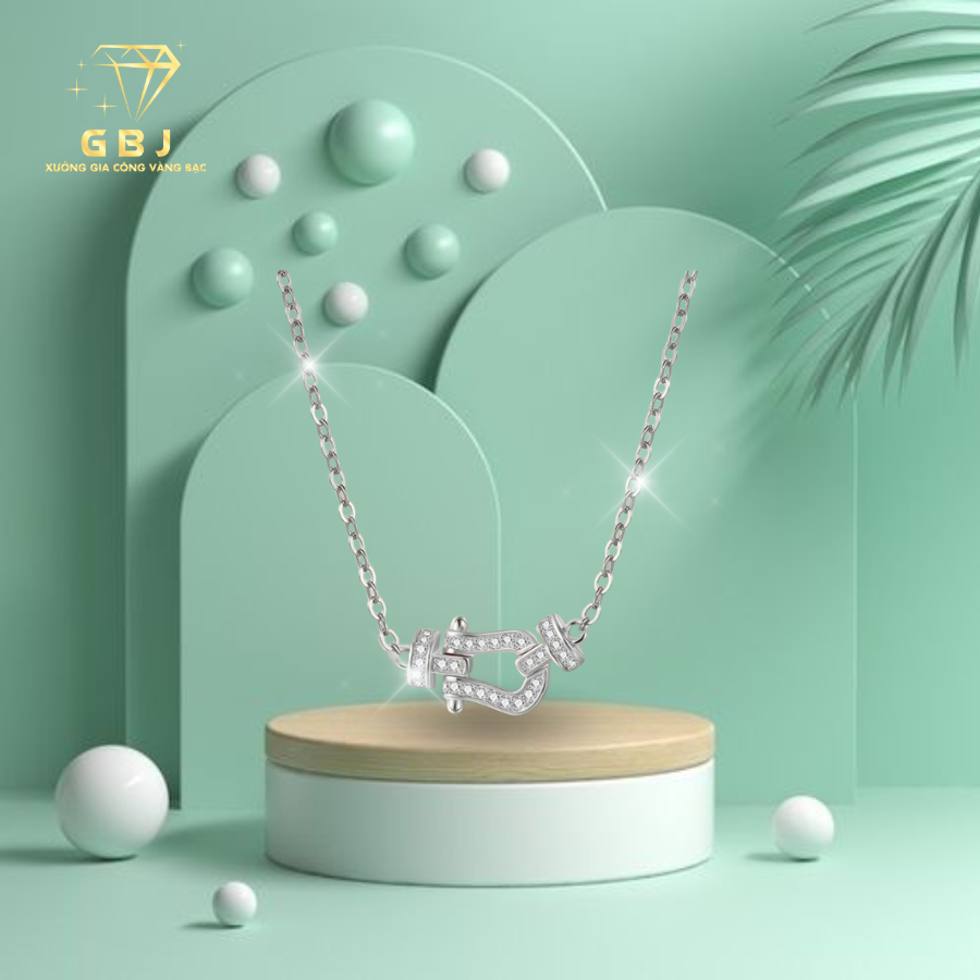 Dây Chuyền Khoá Kiểu Viền Đ.á LM X.i K.i.m - GBJ52314 - Gia Bảo Jewelry (Có Xi Kim)