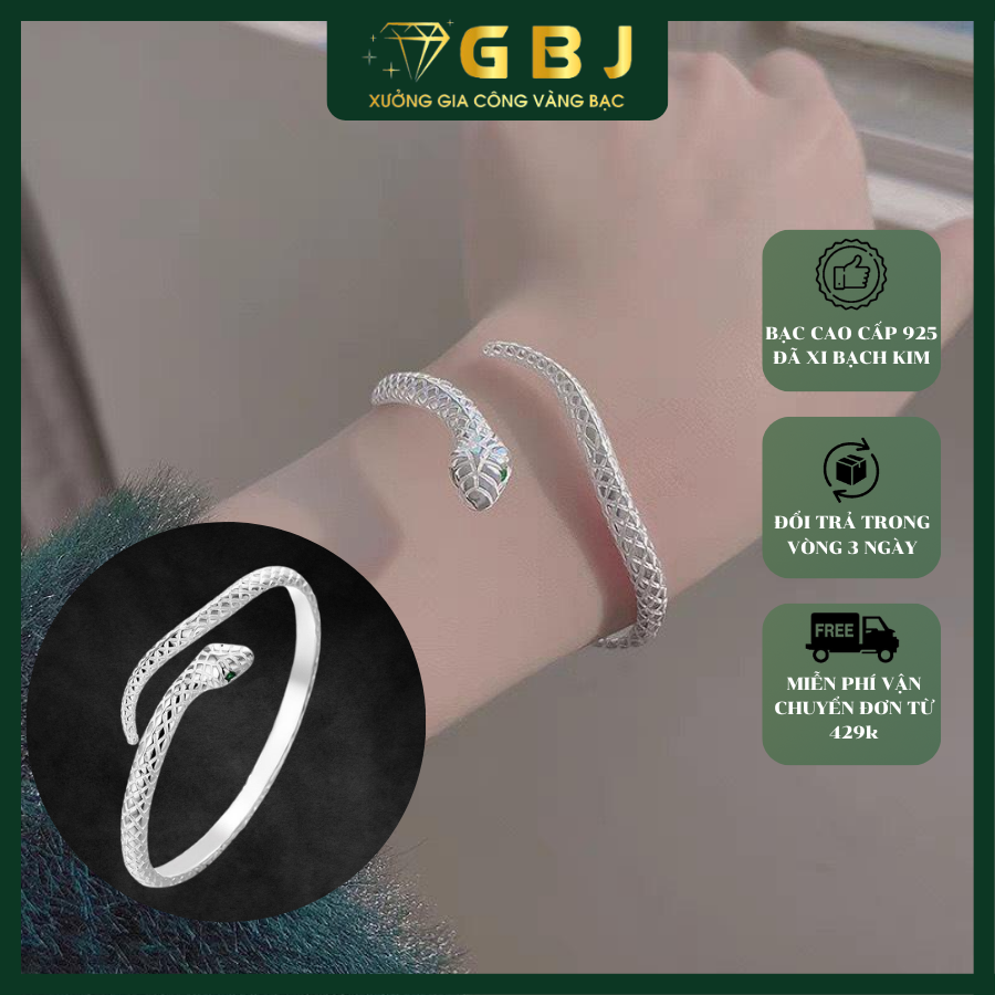 Vòng Tay Rắn Phong Thuỷ Chuẩn Bạc 925 - GBJ48054 - Gia Bảo Jewelry