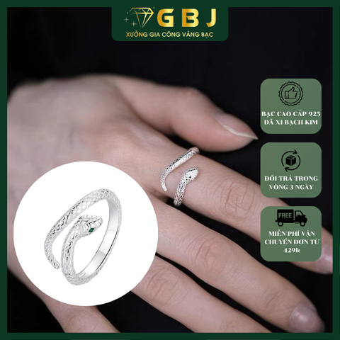 Nhẫn Bạc Rắn Cá Tính Chuẩn Bạc 925 - GBJ48055 - Gia Bảo Jewelry