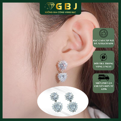 Bông Tai Tòn Tèn Hoa Tim Đính Đá Chuẩn Bạc 925 - GBJ48096 - Gia Bảo Jewelry (Có Xi Kim)
