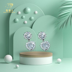 Bông Tai Tòn Tèn Hoa Tim Đính Đá Chuẩn Bạc 925 - GBJ48096 - Gia Bảo Jewelry (Có Xi Kim)