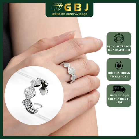 Nhẫn 6 Ngôi Sao Đính Đá (Freesize) Chuẩn Bạc 925 - GBJ48179 - Gia Bảo Jewelry (Có Xi Kim)