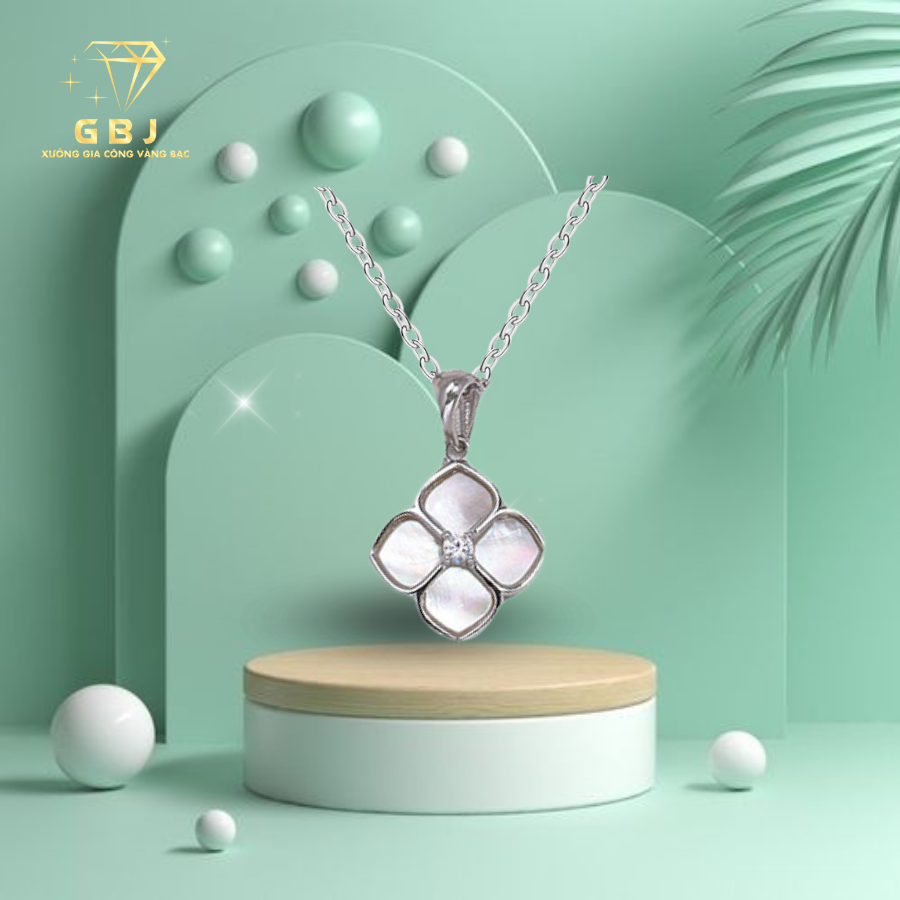 Dây Chuyền Mặt Hoa 4 Lá Cẩm Xà Cừ Chuẩn Bạc 925 - GBJ48185  -  Gia Bảo Jewelry