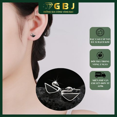 Bông Tai Thiên Nga Đen (Chốt Đẩy) Chuẩn Bạc 925 - GBJ48194 - Gia Bảo Jewelry