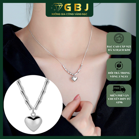 Dây Chuyền LM Hình Tim Chuẩn Bạc 925 - GBJ48643 - Gia Bảo Jewelry