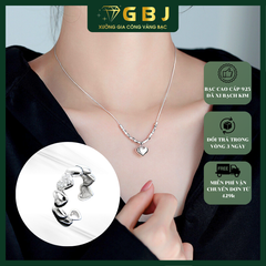 Combo Dây Chuyền LM Hình Tim + Nhẫn Full Tim Chuẩn Bạc 925 - GBJ48643+GBJ47846 - Gia Bảo Jewelry