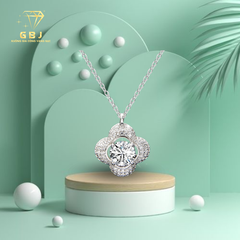 Dây Chuyền Mặt Hoa Viền Đính Đá 4 Cánh Chuẩn Bạc 925 - GBJ48649 - Gia Bảo Jewelry
