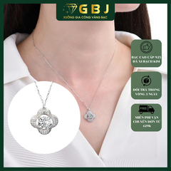 Dây Chuyền Mặt Hoa Viền Đính Đá 4 Cánh Chuẩn Bạc 925 - GBJ48649 - Gia Bảo Jewelry