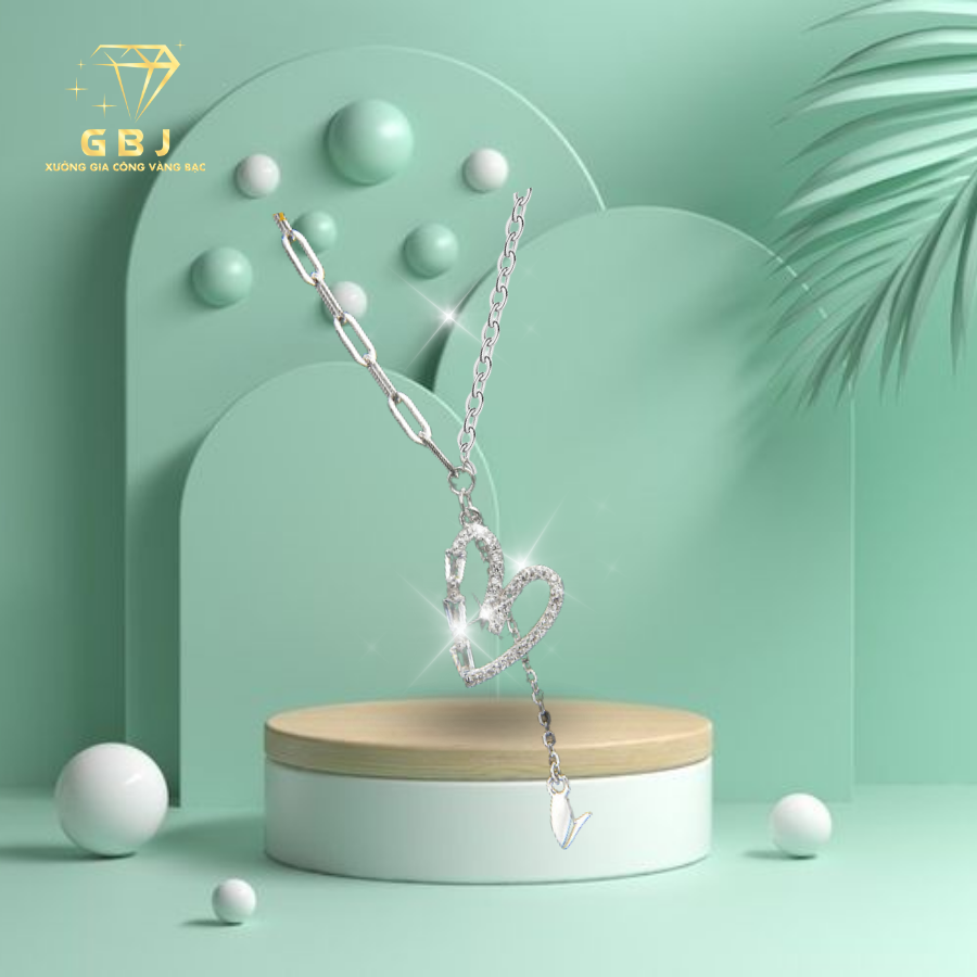 Dây Chuyền Mặt Tim Kiểu Xích Cá Tính Chuẩn Bạc 925 - GBJ48675 - Gia Bảo Jewelry