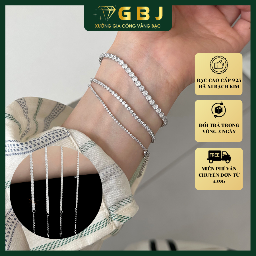 Lắc Tay Tennis Tàn Hình Khoá Tròn - Gia Bảo Jewelry (Có Xi Kim)