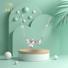 Dây Chuyền Liền Mặt Tim Đôi 3 Chấu Chuẩn Bạc 925 - GBJ48678 - Gia Bảo Jewelry