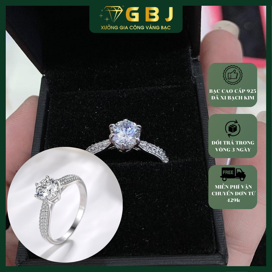Nhẫn Viền Đôi 6 Chấu C01 M.O.I 6li3 Freesize (16-20) Chuẩn Bạc 925 - GBJ48698 - Gia Bảo Jewelry