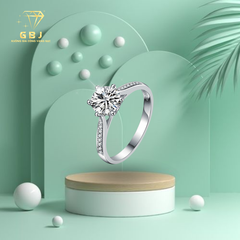 Nhẫn 6 Chấu Viền Đá Mảnh 02 (Freesize 14-20) Chuẩn Bạc 925 - GBJ48702 - Gia Bảo Jewelry (Có Xi Kim)