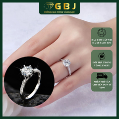 Nhẫn 6 Chấu Viền Đá Mảnh 02 (Freesize 14-20) Chuẩn Bạc 925 - GBJ48702 - Gia Bảo Jewelry (Có Xi Kim)