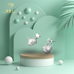 Bông Tai Hoạ Tiết Tim Đôi TT (Chốt Đẩy) Chuẩn Bạc 925 - GBJ48708 - Gia Bảo Jewelry (Có Xi Kim)