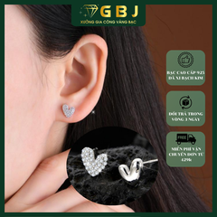 Bông Tai Tim Kiểu Cá Tính (Chốt Đẩy) Chuẩn Bạc 925 - GBJ48709 - Gia Bảo Jewelry