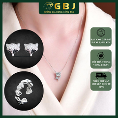 Combo PK Dây Chuyền Hồ Ly - Hoa Tai Hồ Ly - Nhẫn Full Tim-GBJ48813-49881+47500+47846- Gia Bảo Jewelry