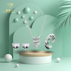 Combo PK Dây Chuyền Hồ Ly - Hoa Tai Hồ Ly - Nhẫn Full Tim-GBJ48813-49881+47500+47846- Gia Bảo Jewelry